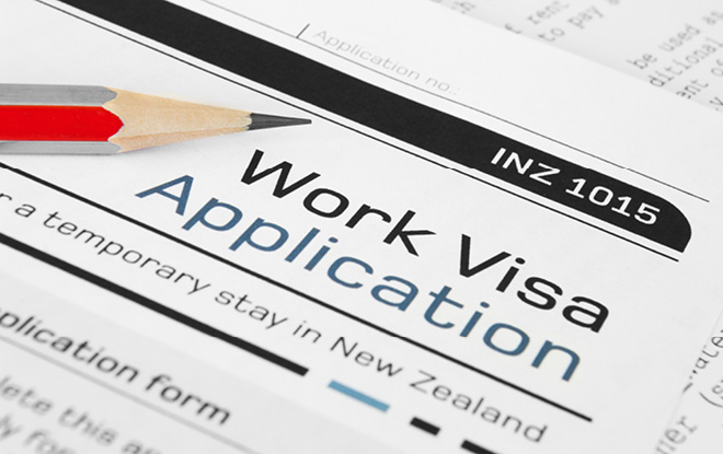 Picture of New Zealand work visa application form